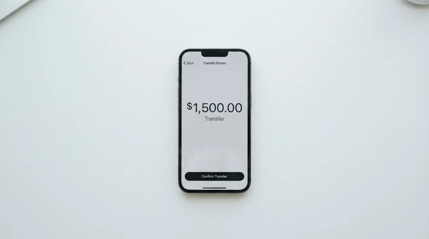 A phone showing a stablecoin transfer screen