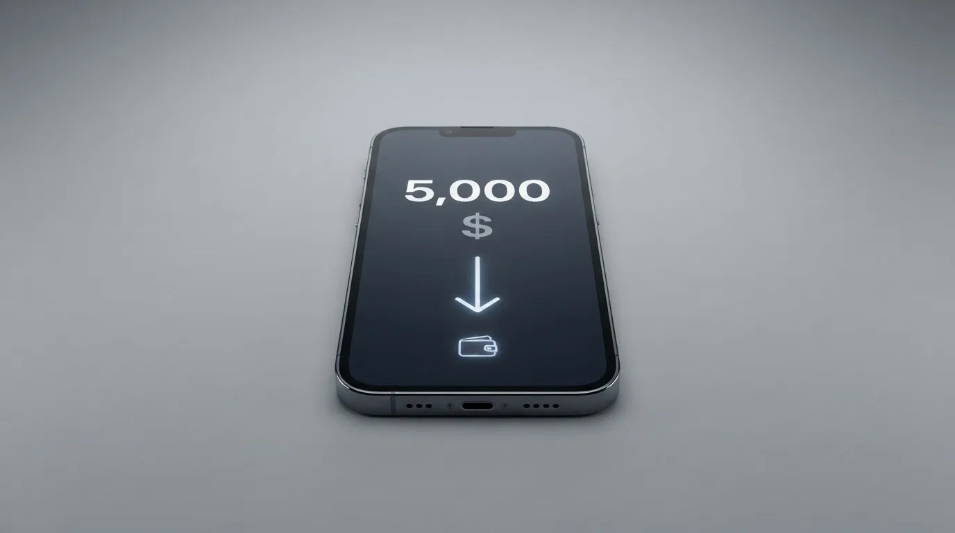 A phone showing a stablecoin transfer screen