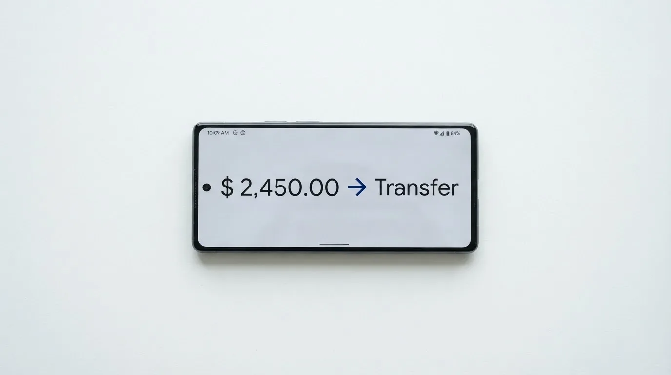 A phone showing a stablecoin transfer screen