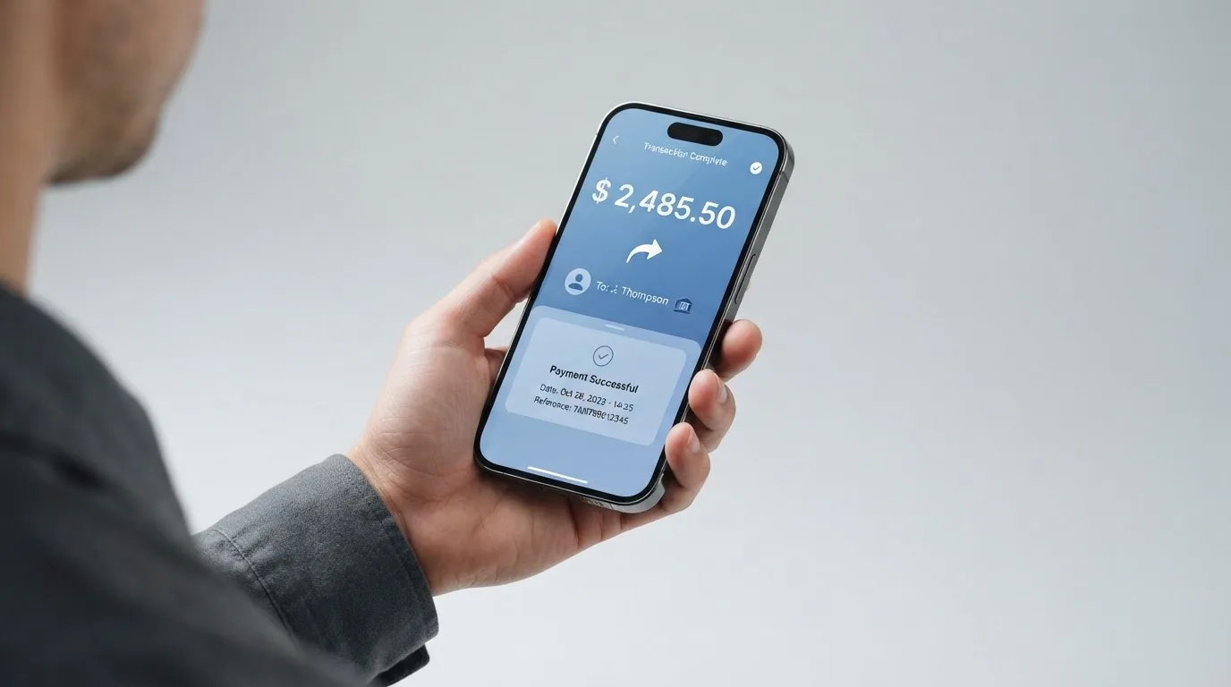 A phone showing a stablecoin transfer screen