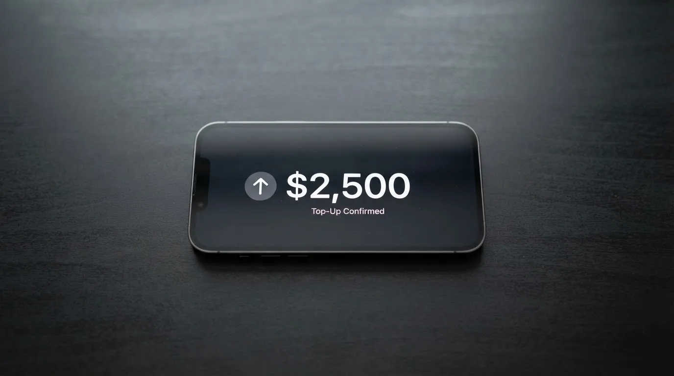 A phone showing a stablecoin transfer screen