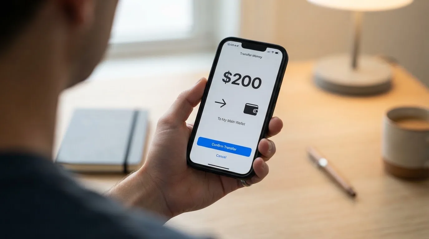 A phone showing a stablecoin transfer screen