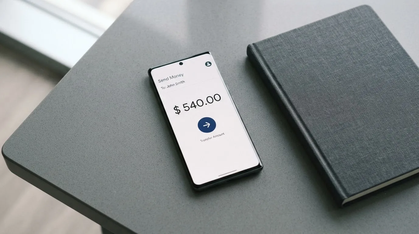 A phone showing a stablecoin transfer screen