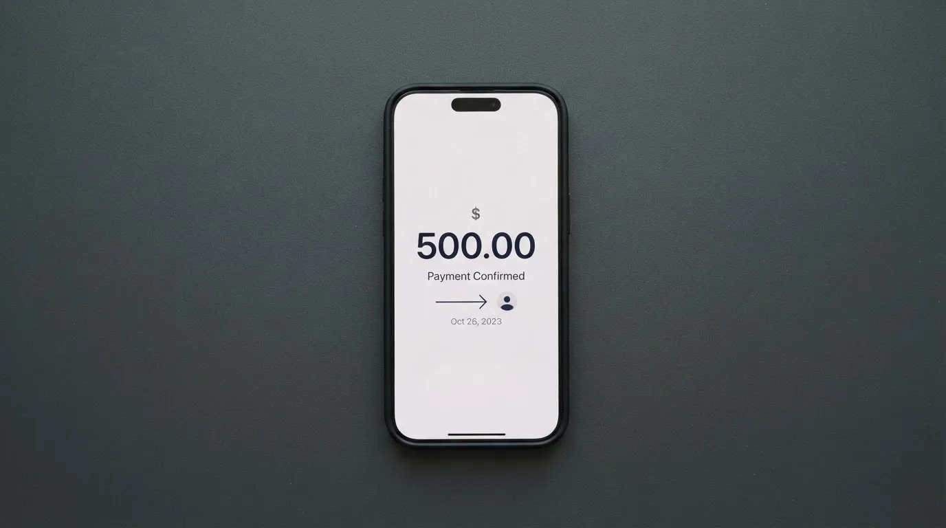 A phone showing a stablecoin transfer screen