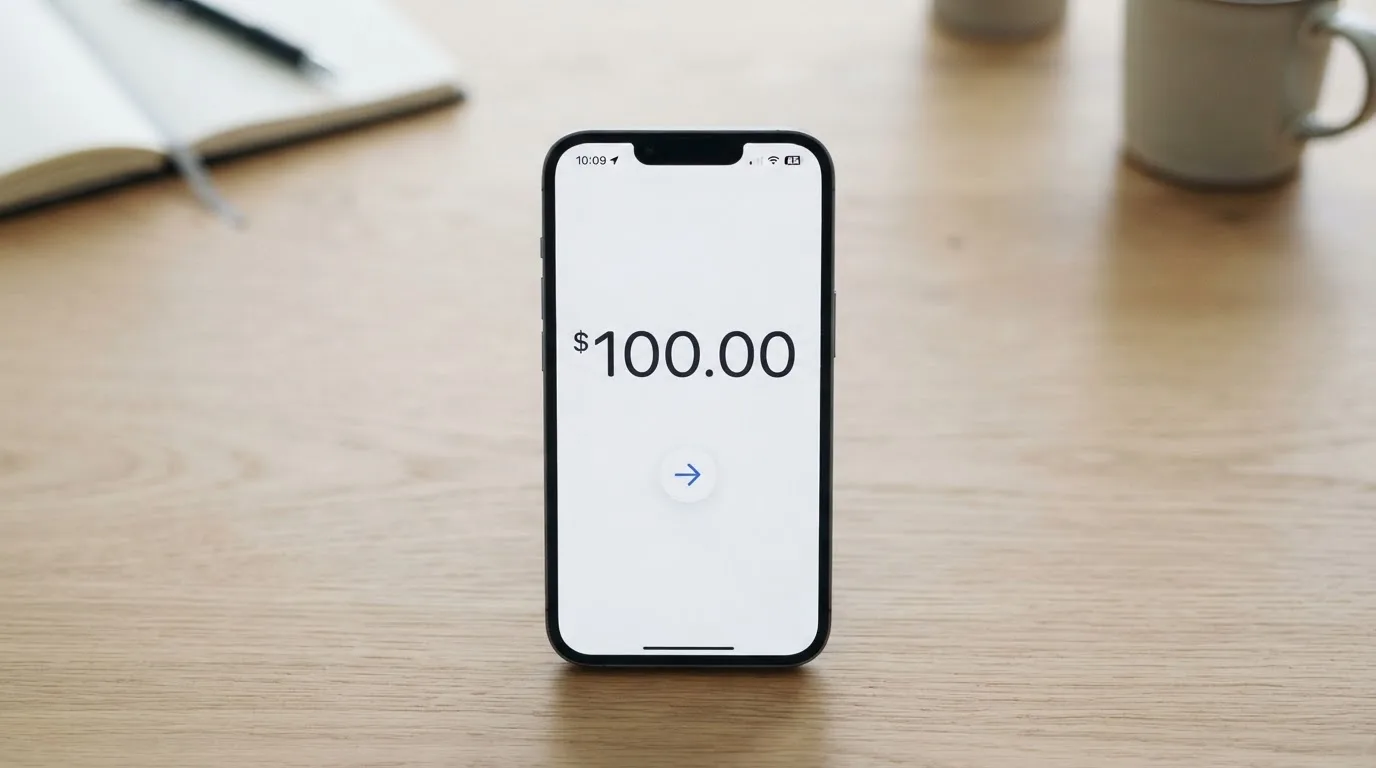 A phone showing a stablecoin transfer screen