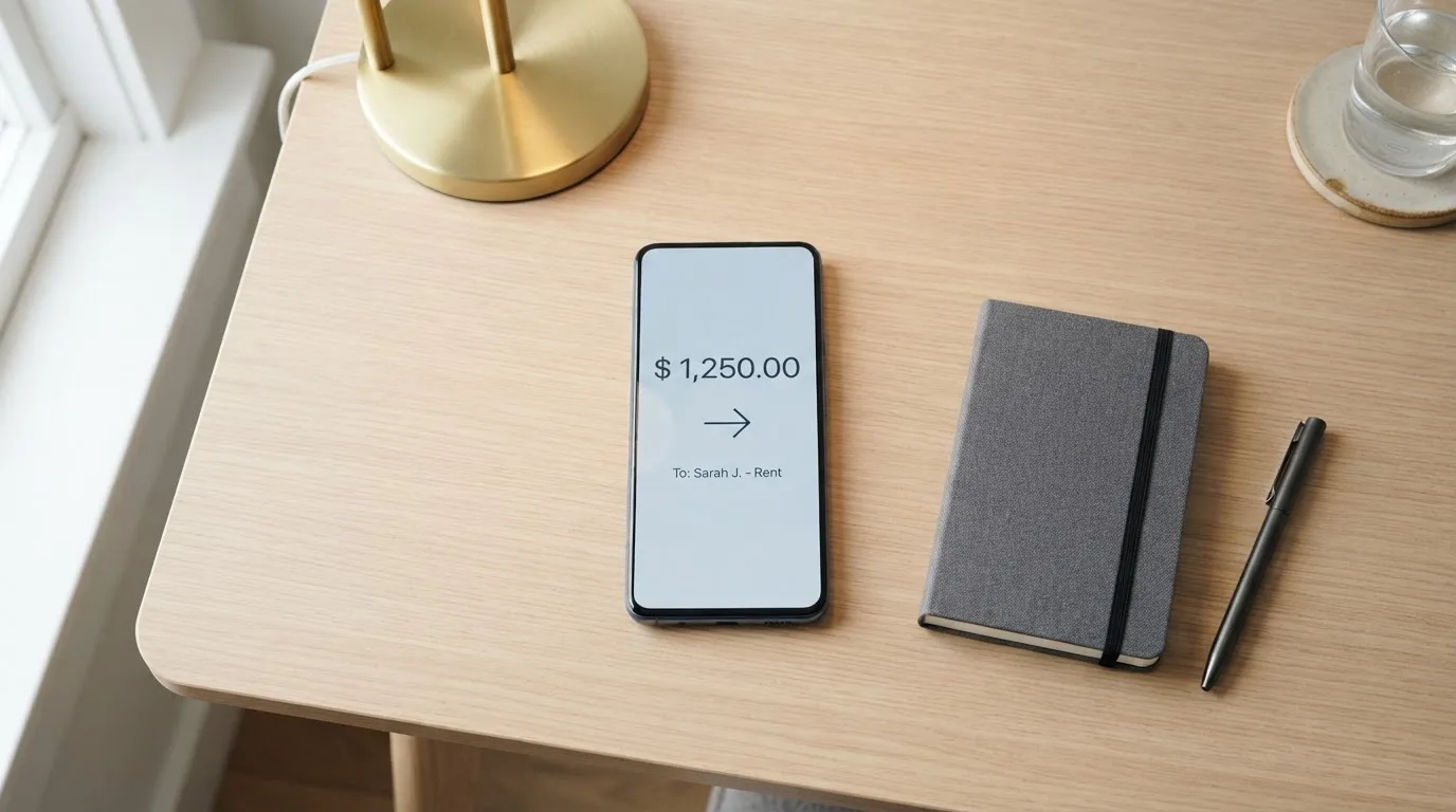 A phone showing a stablecoin transfer screen