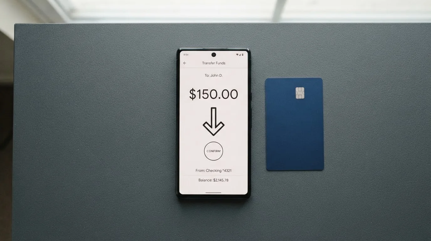 A phone showing a stablecoin transfer screen