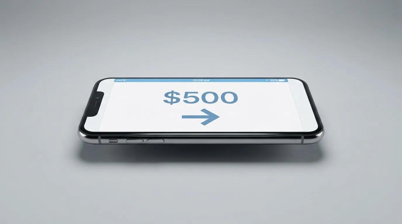 A phone showing a stablecoin transfer screen