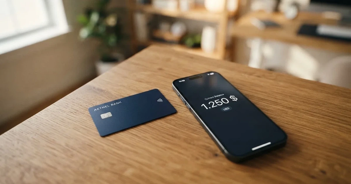 A payment card next to a phone with a crypto wallet app open