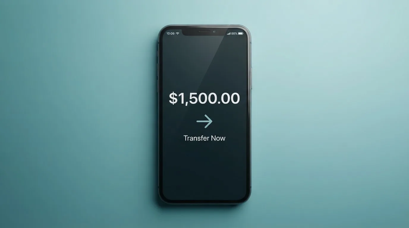 A phone showing a stablecoin transfer screen