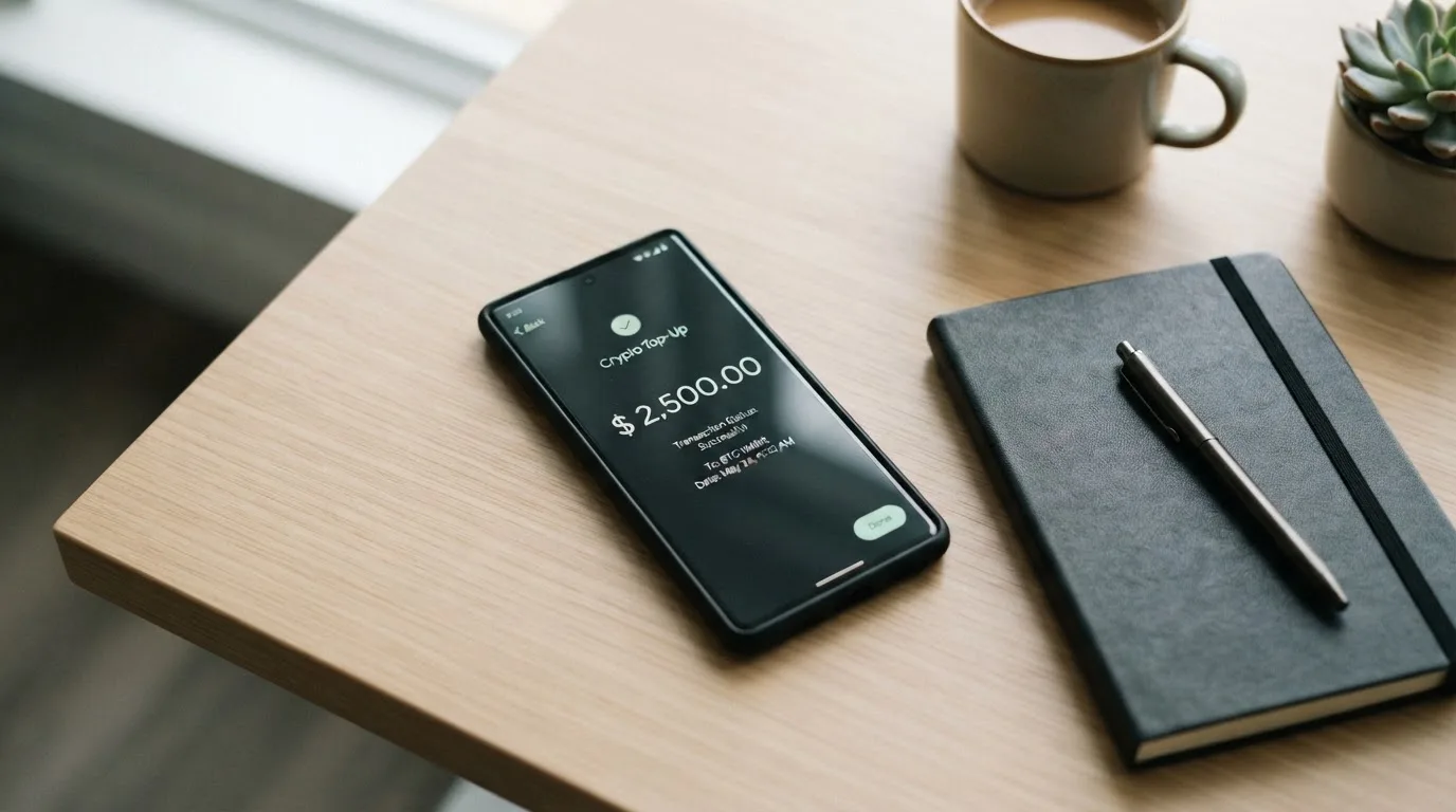 A phone showing a stablecoin transfer screen
