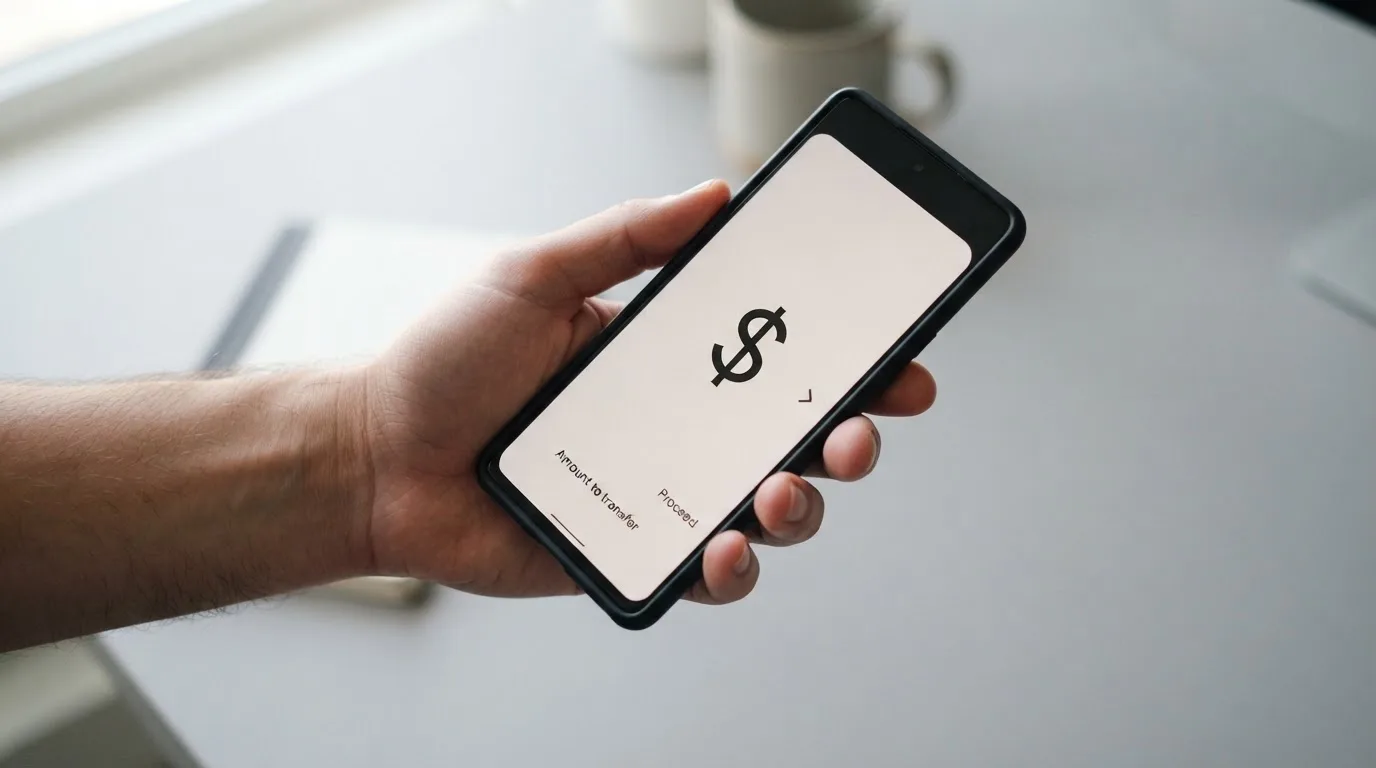A phone showing a stablecoin transfer screen