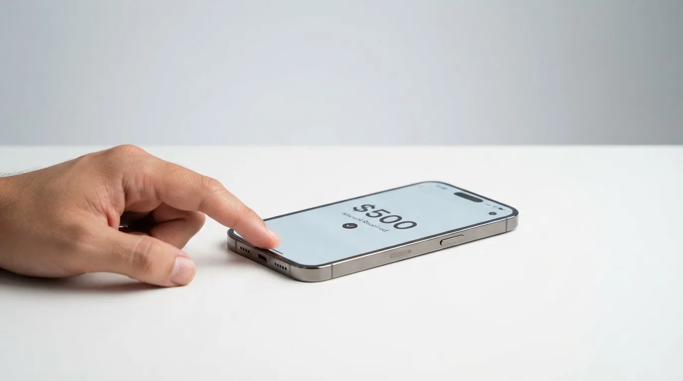 A phone showing a stablecoin transfer screen
