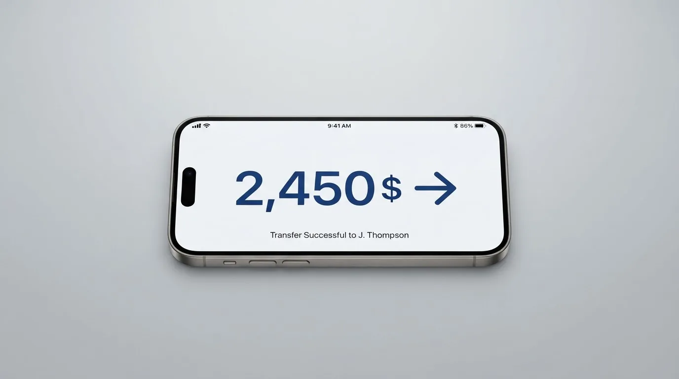 A phone showing a stablecoin transfer screen