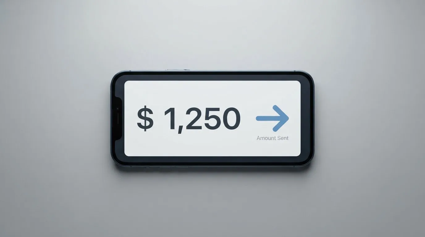 A phone showing a stablecoin transfer screen