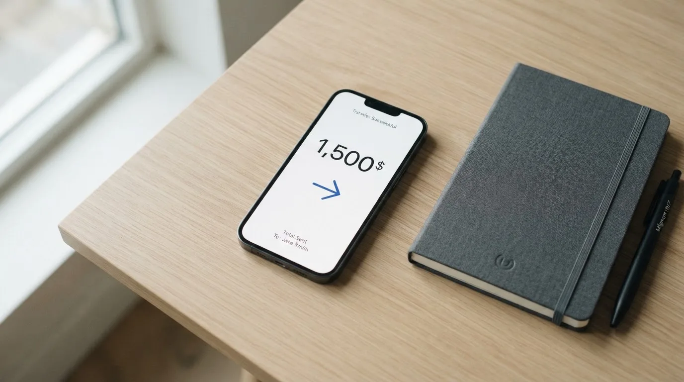 A phone showing a stablecoin transfer screen