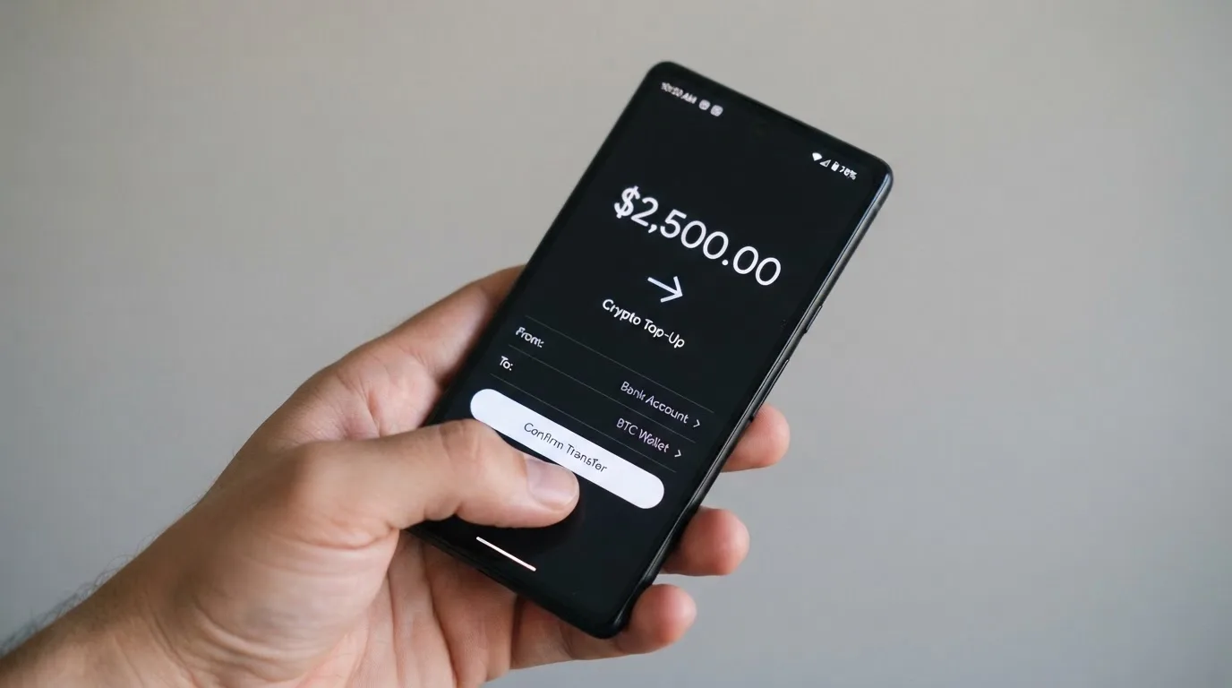 A phone showing a stablecoin transfer screen