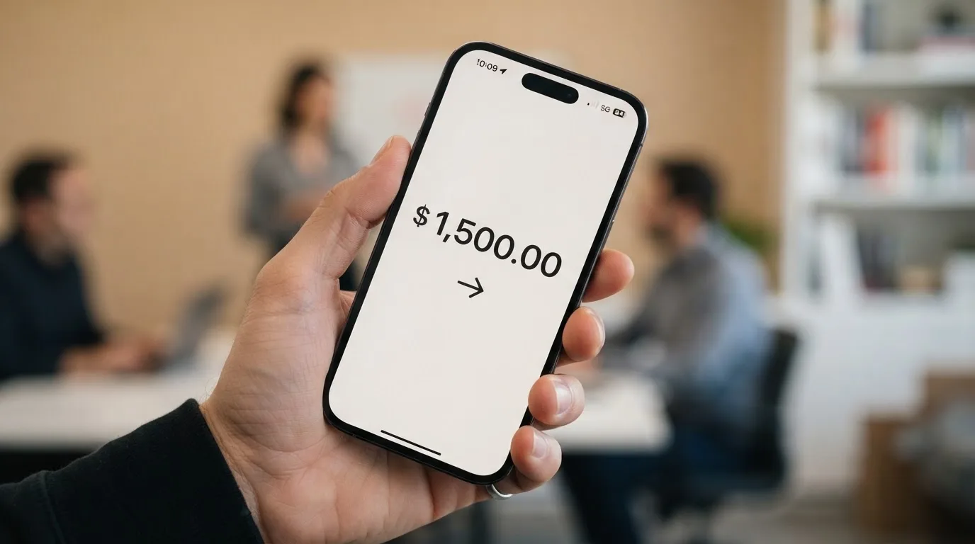 A phone showing a stablecoin transfer screen