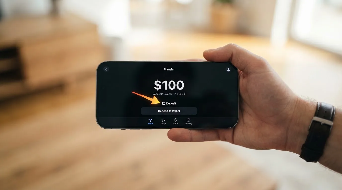 A phone showing a stablecoin transfer screen
