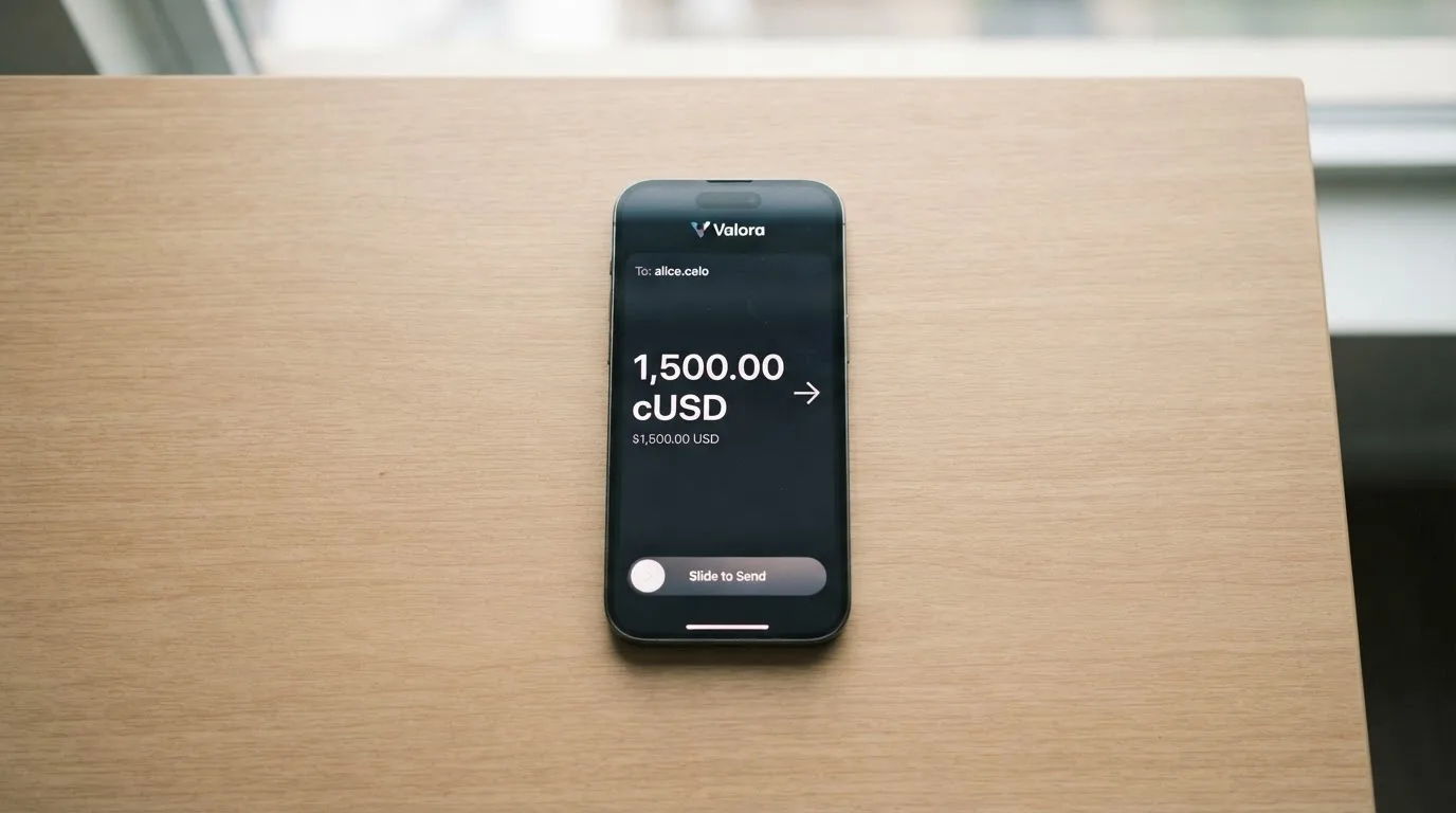 A phone showing a stablecoin transfer screen