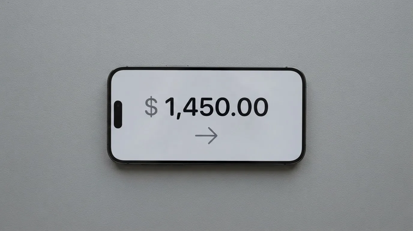 A phone showing a stablecoin transfer screen