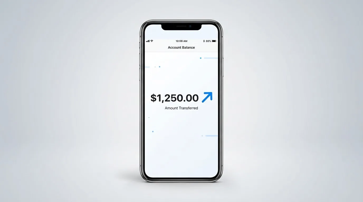 A phone showing a stablecoin transfer screen