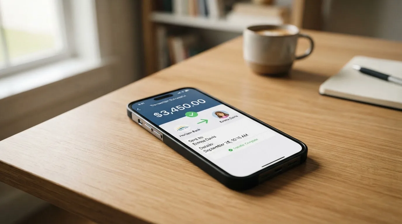A phone showing a stablecoin transfer screen
