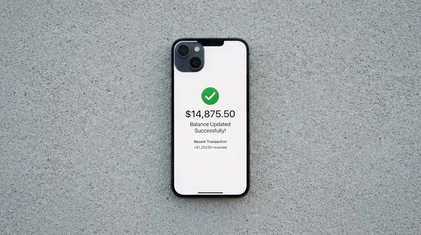 A phone showing a stablecoin transfer screen